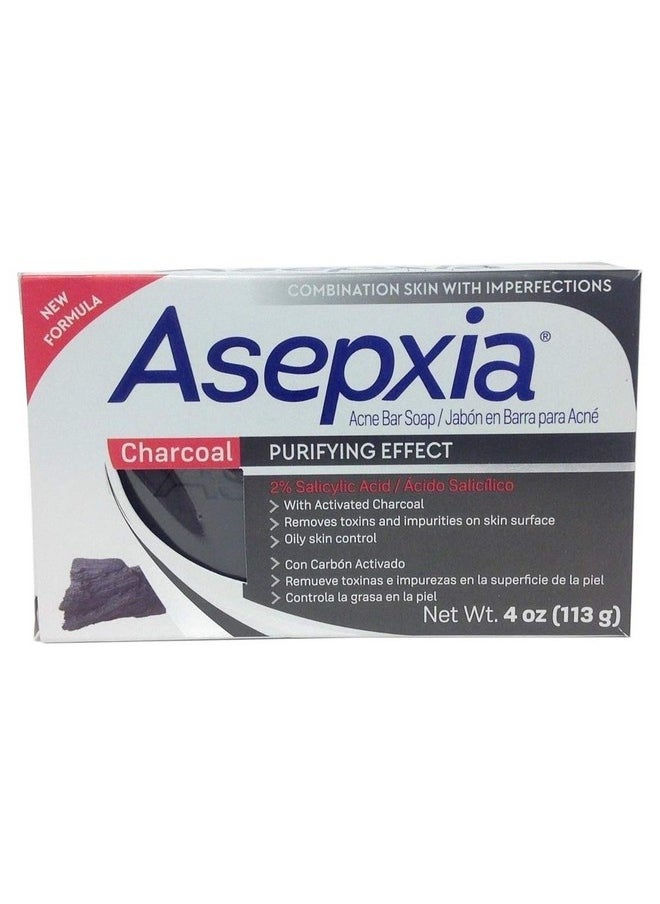 Asepxia - Charcoal Cleansing Bar Soap. For Acne And Blackheads. Removes Impurities And Toxins. Helps Oily Skin. With Salycilic Acid. 4 Oz. Pack Of 3 - Image 1