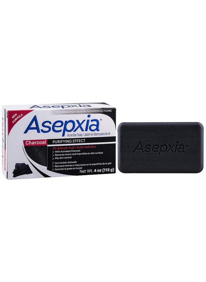 Asepxia - Charcoal Cleansing Bar Soap. For Acne And Blackheads. Removes Impurities And Toxins. Helps Oily Skin. With Salycilic Acid. 4 Oz. Pack Of 3 - Image 1