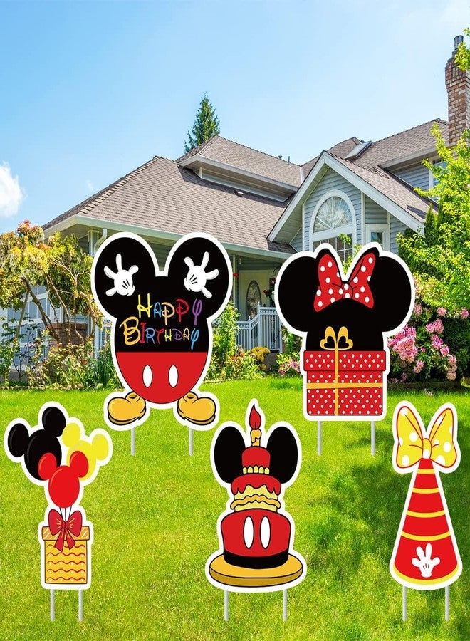 OULUN 5Pcs Mickey Birthday Party Supplies for Mouse,Large Cartoon Mickey Yard Lawn Sign Birthday Decorations,Kids Birthday Party Decorations - Image 5