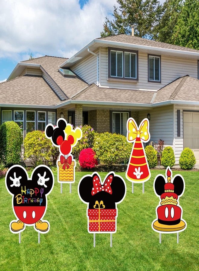 OULUN 5Pcs Mickey Birthday Party Supplies for Mouse,Large Cartoon Mickey Yard Lawn Sign Birthday Decorations,Kids Birthday Party Decorations - Image 2