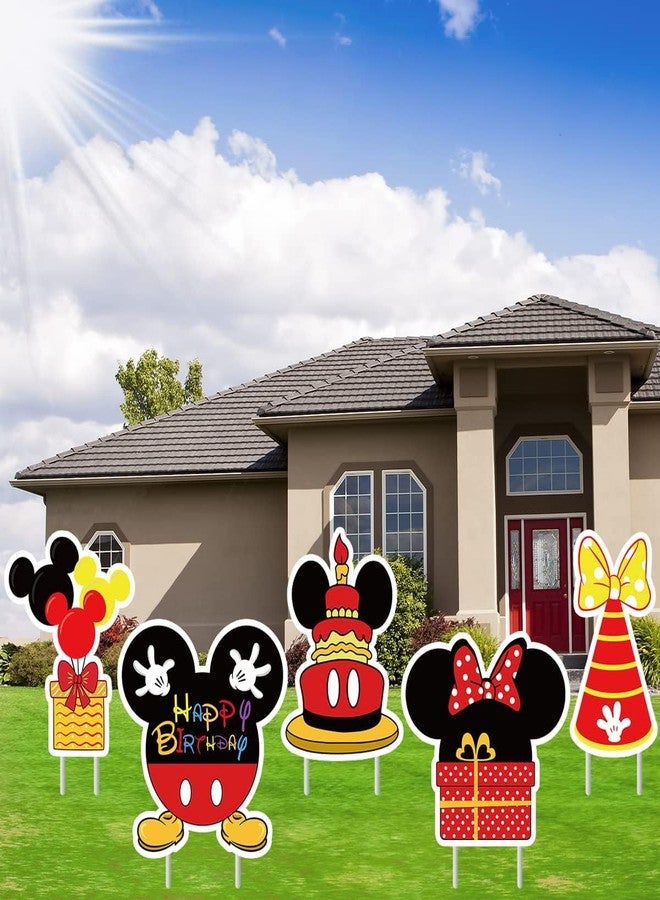 OULUN 5Pcs Mickey Birthday Party Supplies for Mouse,Large Cartoon Mickey Yard Lawn Sign Birthday Decorations,Kids Birthday Party Decorations - Image 4