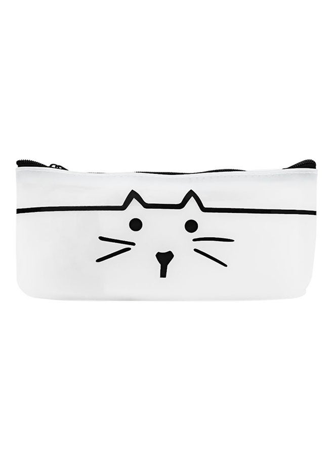 Cat Printed Pen Bag White/Black - Image 1