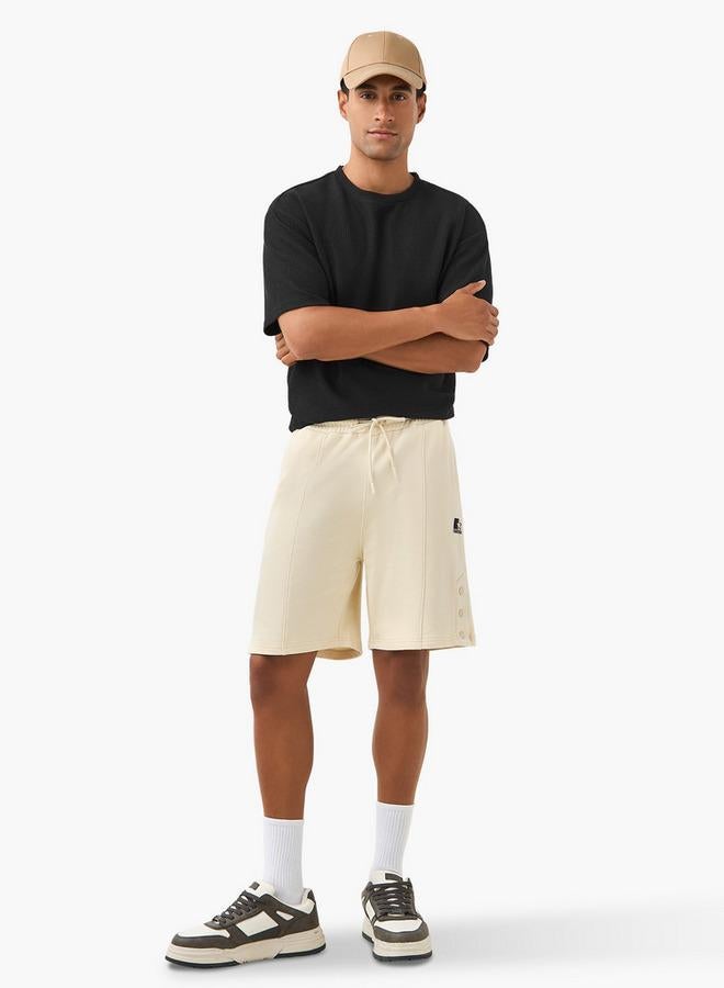 Starter Button Detail Shorts with Drawstring Closure and Pockets - Image 2