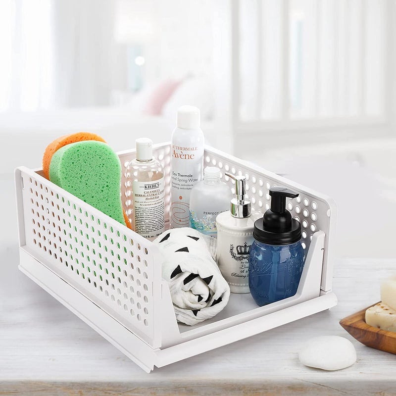 AEXONIZ TOYS AEXONIZ Stackable Basket Organizer Pull Out DrawersRacks for Clothes Food SnacksVegetablesToys Storage Sliding Foldable Bins to Organize Closet Cabinet Under Sink Wardrobe Pack of 1 PCS  - Image 1