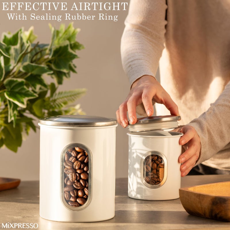 Mixpresso 3-Piece White Canisters Sets For The Kitchen, Airtight Canister Set With See Through Window, Storage Jars for Coffee Container, Tea Organizer & Sugar Canister, White Kitchen Canisters - Image 5