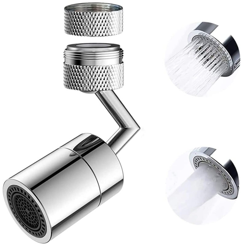 BIRZAR Faucet Aerator 720 Degree Big Angle Sink Aerator Kitchen Faucet Aerator Dual Function Bathroom Faucet Mounted for Face Washing Gargle and Eye Flush 5564 Inch27UNS Female Thread Chrome - Image 1