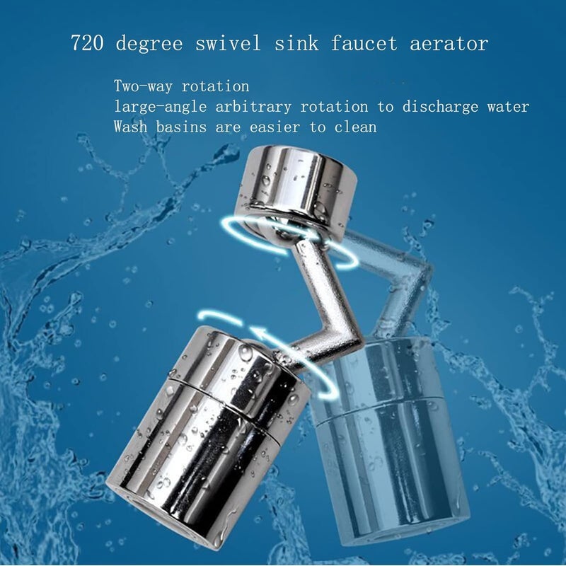 BIRZAR Faucet Aerator 720 Degree Big Angle Sink Aerator Kitchen Faucet Aerator Dual Function Bathroom Faucet Mounted for Face Washing Gargle and Eye Flush 5564 Inch27UNS Female Thread Chrome - Image 3