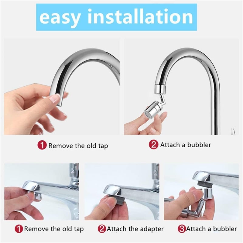 BIRZAR Faucet Aerator 720 Degree Big Angle Sink Aerator Kitchen Faucet Aerator Dual Function Bathroom Faucet Mounted for Face Washing Gargle and Eye Flush 5564 Inch27UNS Female Thread Chrome - Image 5