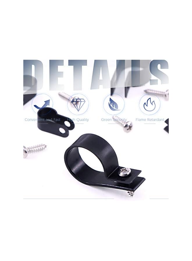 promass 135Pcs 6 Sizes 1/4''-1'' Black Nylon Screw Mounting R-Type Cable Clip Wire Clamp with 132Pcs Screws for Wire, Cable, Conduit and Cable Conduit Kit (Black) - Image 3