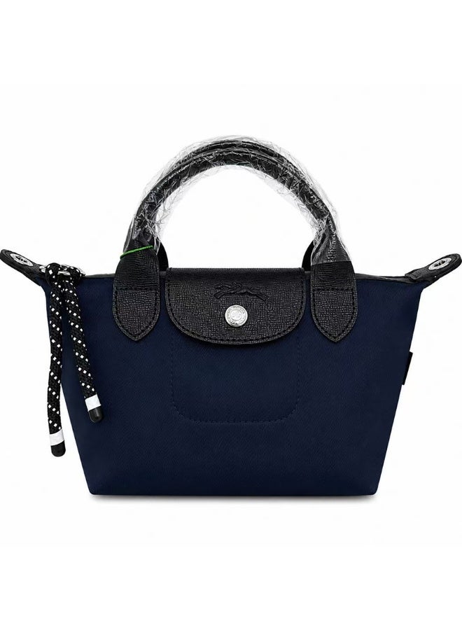 Energy Series Medium Dark Navy Tote Bag with Crossbody Strap & Top Handles, Woven Textile & PU Trim - Image 1