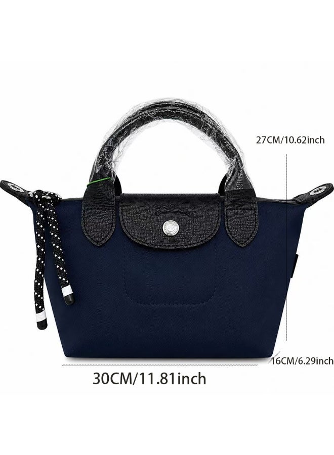 Energy Series Medium Dark Navy Tote Bag with Crossbody Strap & Top Handles, Woven Textile & PU Trim - Image 2