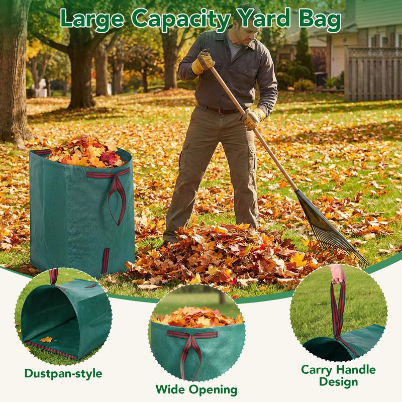 Dntorx 53 Gallon Leaf Collector, 1 Pack Reusable Yard Waste Bags Lawn Leaf Bags With Dustpan-Style Opening And Handle, For Leaves,Grass,Storm Debris,Construction Waste, Heavy-duty&Foldable - Image 5