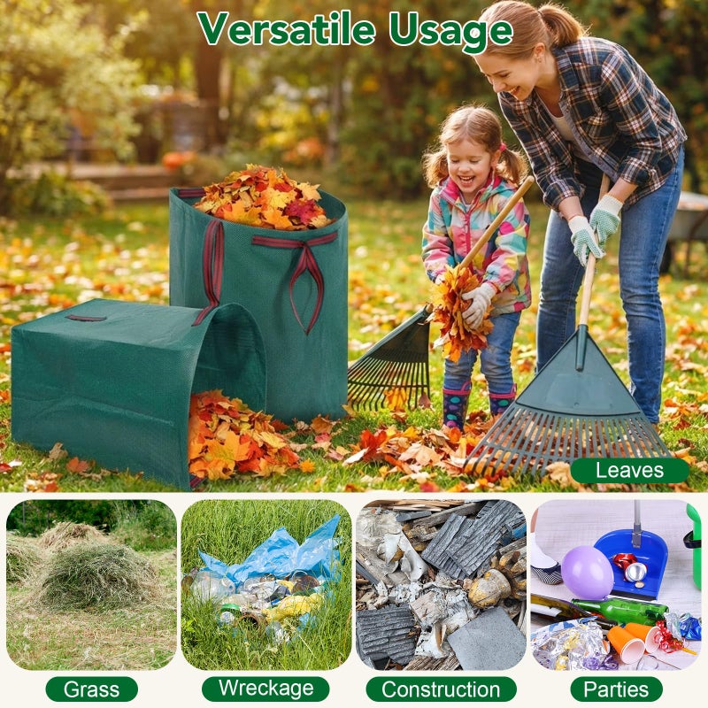 Dntorx 53 Gallon Leaf Collector, 1 Pack Reusable Yard Waste Bags Lawn Leaf Bags With Dustpan-Style Opening And Handle, For Leaves,Grass,Storm Debris,Construction Waste, Heavy-duty&Foldable - Image 3
