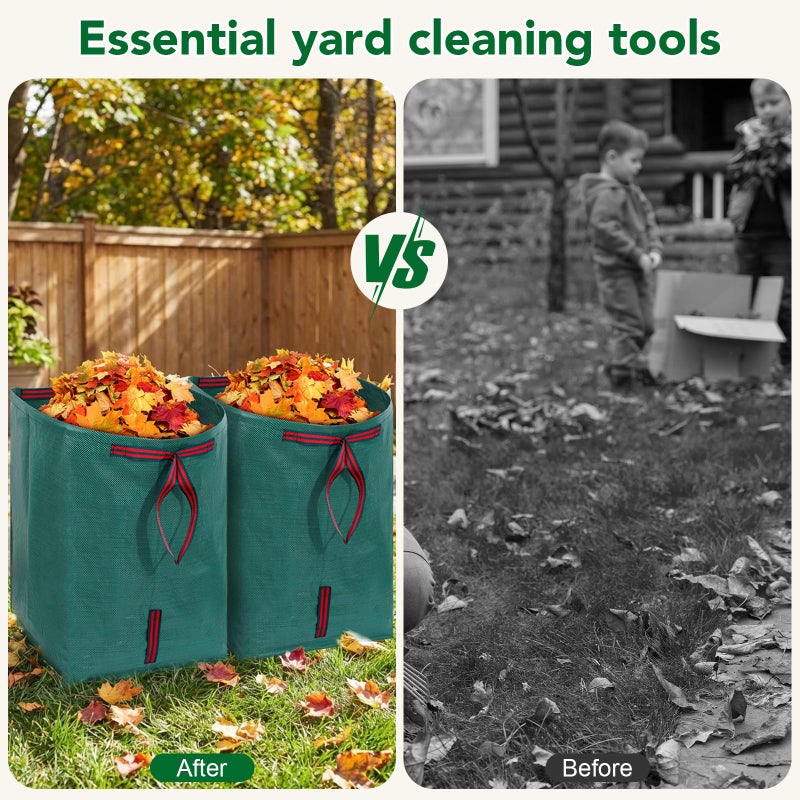Dntorx 53 Gallon Leaf Collector, 1 Pack Reusable Yard Waste Bags Lawn Leaf Bags With Dustpan-Style Opening And Handle, For Leaves,Grass,Storm Debris,Construction Waste, Heavy-duty&Foldable - Image 4