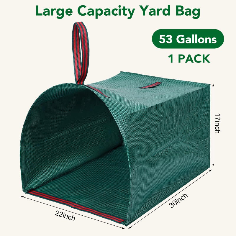 Dntorx 53 Gallon Leaf Collector, 1 Pack Reusable Yard Waste Bags Lawn Leaf Bags With Dustpan-Style Opening And Handle, For Leaves,Grass,Storm Debris,Construction Waste, Heavy-duty&Foldable - Image 2