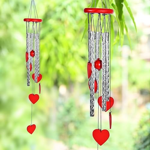 Hindcraft Heart Shape Wind Chime with Silver Pipes – Wind Chimes for Balcony, Soothing Sound for a Peaceful Atmosphere, Ideal for Housewarming, Birthdays, and Special Occasions - Image 1