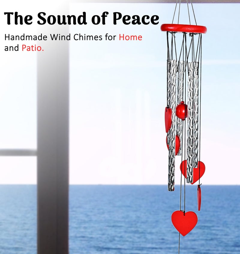 Hindcraft Heart Shape Wind Chime with Silver Pipes – Wind Chimes for Balcony, Soothing Sound for a Peaceful Atmosphere, Ideal for Housewarming, Birthdays, and Special Occasions - Image 5