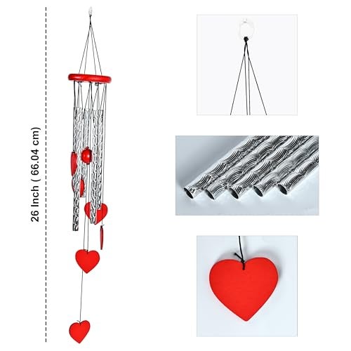 Hindcraft Heart Shape Wind Chime with Silver Pipes – Wind Chimes for Balcony, Soothing Sound for a Peaceful Atmosphere, Ideal for Housewarming, Birthdays, and Special Occasions - Image 3