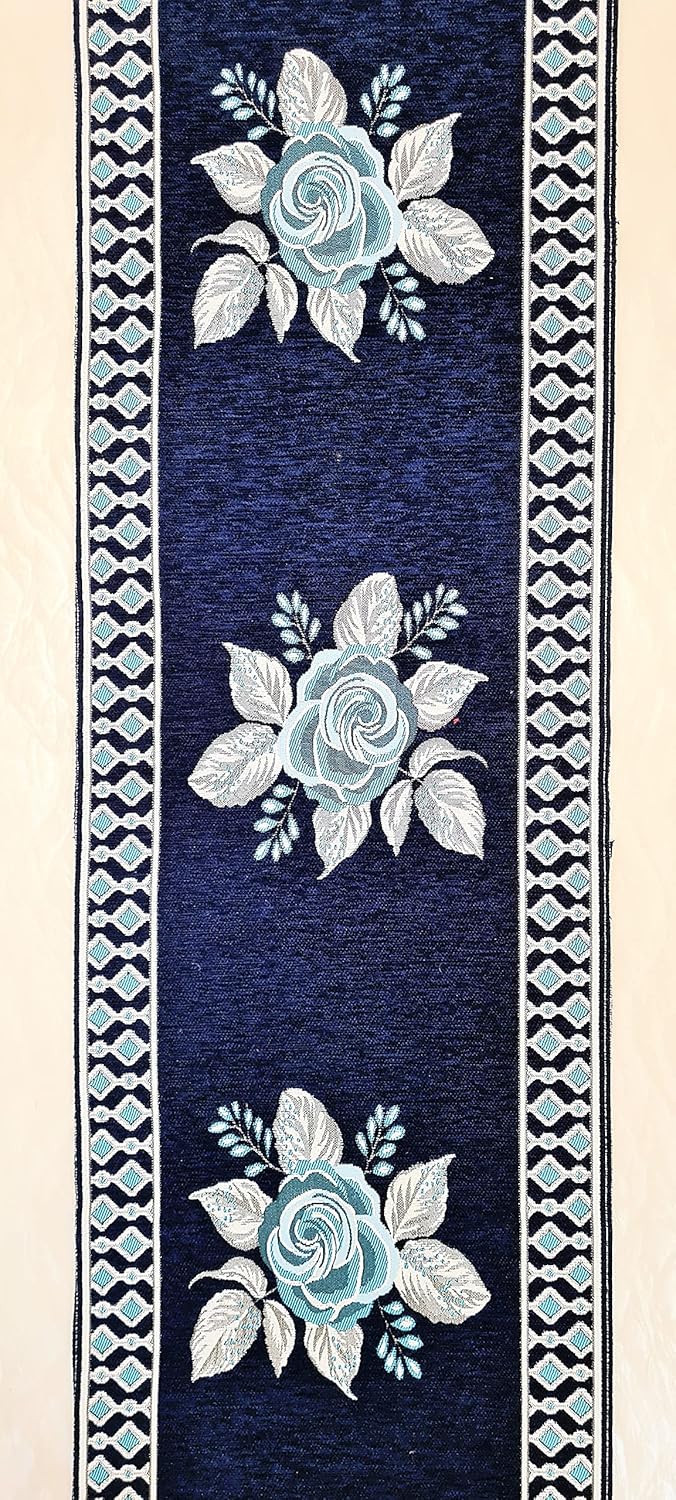 Groki Decorative Table Runner Elegant Floral Design Machine Washable Perfect for Dining Tables Weddings and Eventsv 16x72 Inch Blue - Image 5