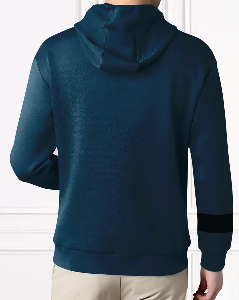 AUSK Men's Full Sleeve Hooded T-Shirt - The Ultimate Cotton Blend Comfort || Hoodies for Mens Teal - Image 4