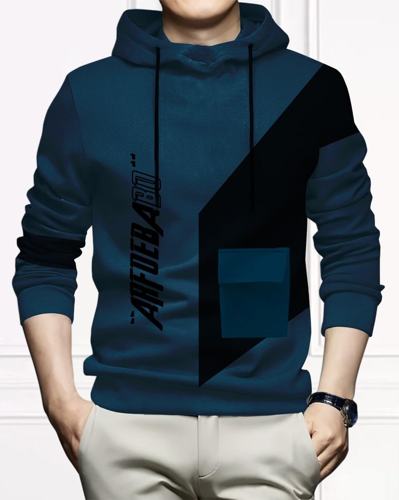 AUSK Men's Full Sleeve Hooded T-Shirt - The Ultimate Cotton Blend Comfort || Hoodies for Mens Teal - Image 2