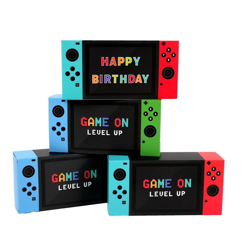 Video Game Party Favor Boxes 12 PCS Game On Theme Gifts Boxes for Boys Kids Video Game Birthday Party Supplies Goodie Candy Bags Gamer Party Decorations