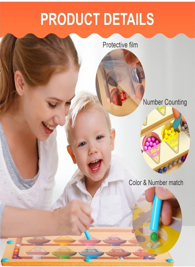 VarietyVoyageD Magnetic Color and Number Maze,Montessori Educational Wooden Magnet Puzzle Game Board for Toddlers,Toddler Activities Counting Matching Games,Learning Fine Motor Skills for Preschoolers  - Image 3