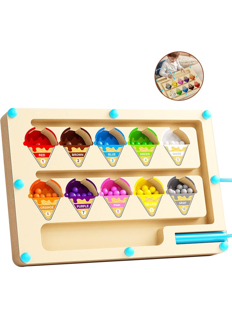 VarietyVoyageD Magnetic Color and Number Maze,Montessori Educational Wooden Magnet Puzzle Game Board for Toddlers,Toddler Activities Counting Matching Games,Learning Fine Motor Skills for Preschoolers  - Image 1
