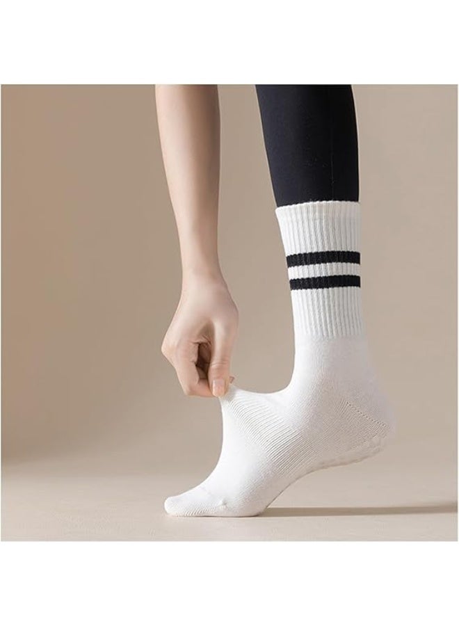 Yoga Socks, Mid-Calf Socks, Pure Cotton, Anti-Slip Silicone, Indoor Fitness, Pilates, Women's Sports Socks - Image 4