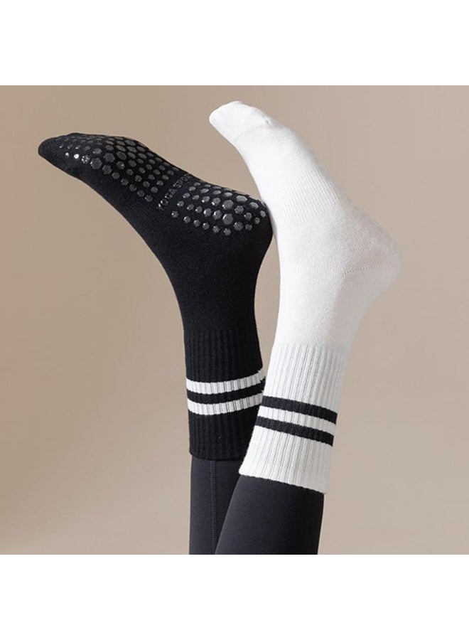 Yoga Socks, Mid-Calf Socks, Pure Cotton, Anti-Slip Silicone, Indoor Fitness, Pilates, Women's Sports Socks - Image 3