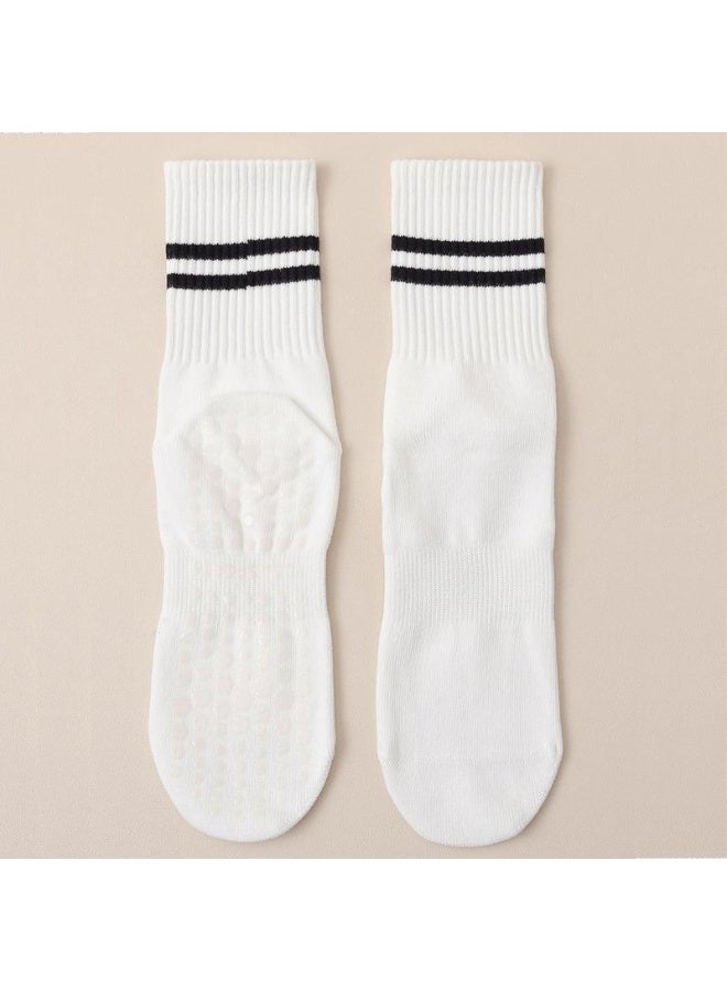 Yoga Socks, Mid-Calf Socks, Pure Cotton, Anti-Slip Silicone, Indoor Fitness, Pilates, Women's Sports Socks - Image 1
