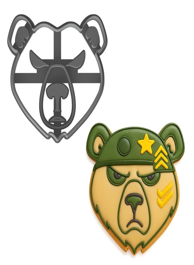 Mighty Gadget Angry Bear Cookie Cutter & Stamp - 4x3.73", Fierce Bear Face Baking Tool (Random Color) - Image 1