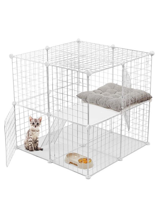 Neostyle Cat Cage Indoor,Detachable Metal DIY Pet Playpen,Portable Collapsible Pet Cat Cage Enclosure for Small and Medium Pets(75 * 75 * 73cm,white)  - Image 1
