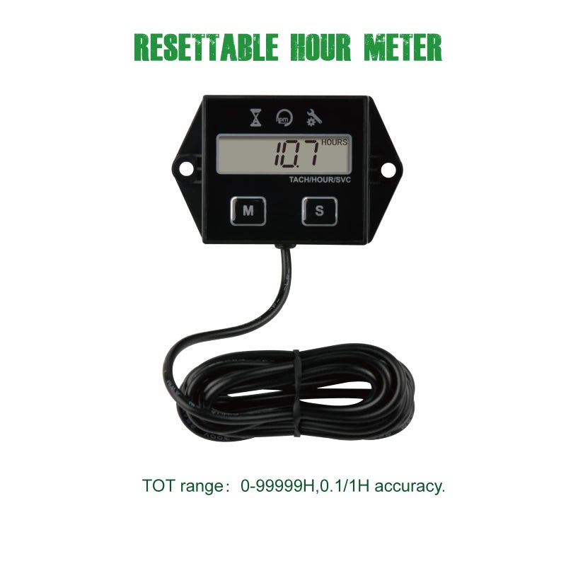 Yooreal Digital Inductive Tach Hour Meter,RPM Gauge Meter Tachometer for Lawn Mower Scooter Dirt Bike Tractor Generator Air Compressor Marine Motorcycle Snowblower Pressure Washer - Image 2
