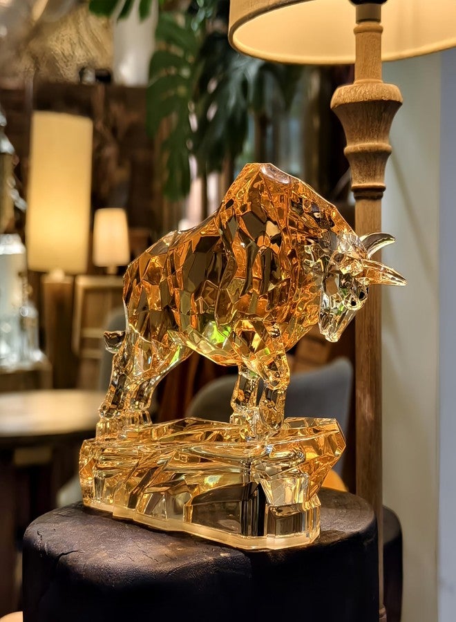 DARMOMOON Acrylic Bull Statue - Wall Street Bull Sculpture for Home or Office Decor - 8.5'' Long - Image 2