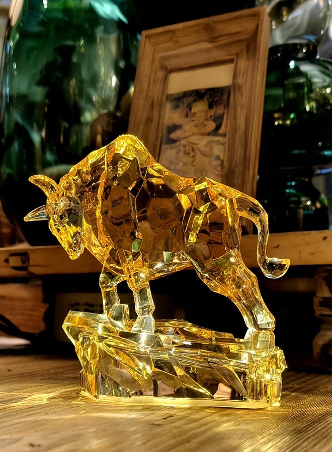 DARMOMOON Acrylic Bull Statue - Wall Street Bull Sculpture for Home or Office Decor - 8.5'' Long - Image 1