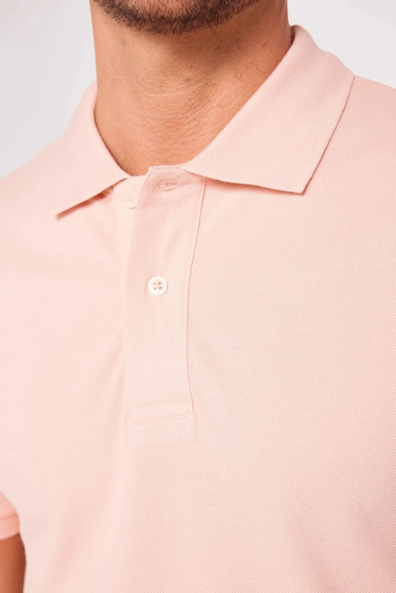 Tudors Men's Slim Fit Slim Cut Cotton Plain Pique Salmon Color Polo Neck T-Shirt