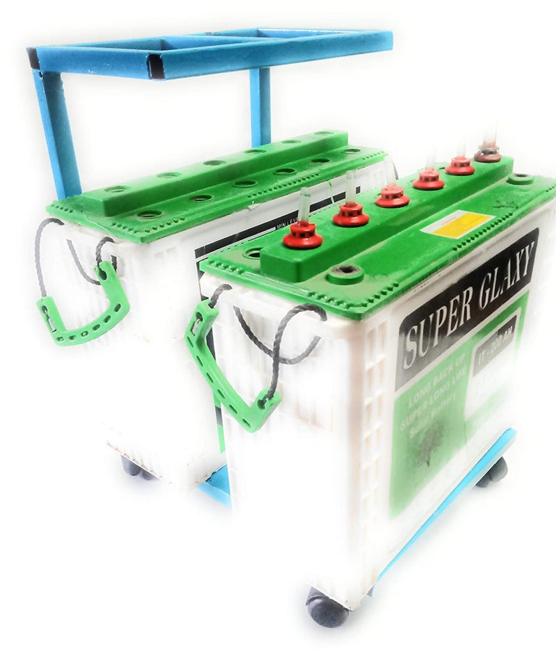 HIMAJI HIMAJI IT Double Inverter UPS Battery Trolly Stand for Home and Office Flat and Tubular Battery with caster wheel Heavy Duty Metal adjustable Inverter Trolley with Wheels1Inch Heavy Pipe 5kg Metal Blue  - Image 4