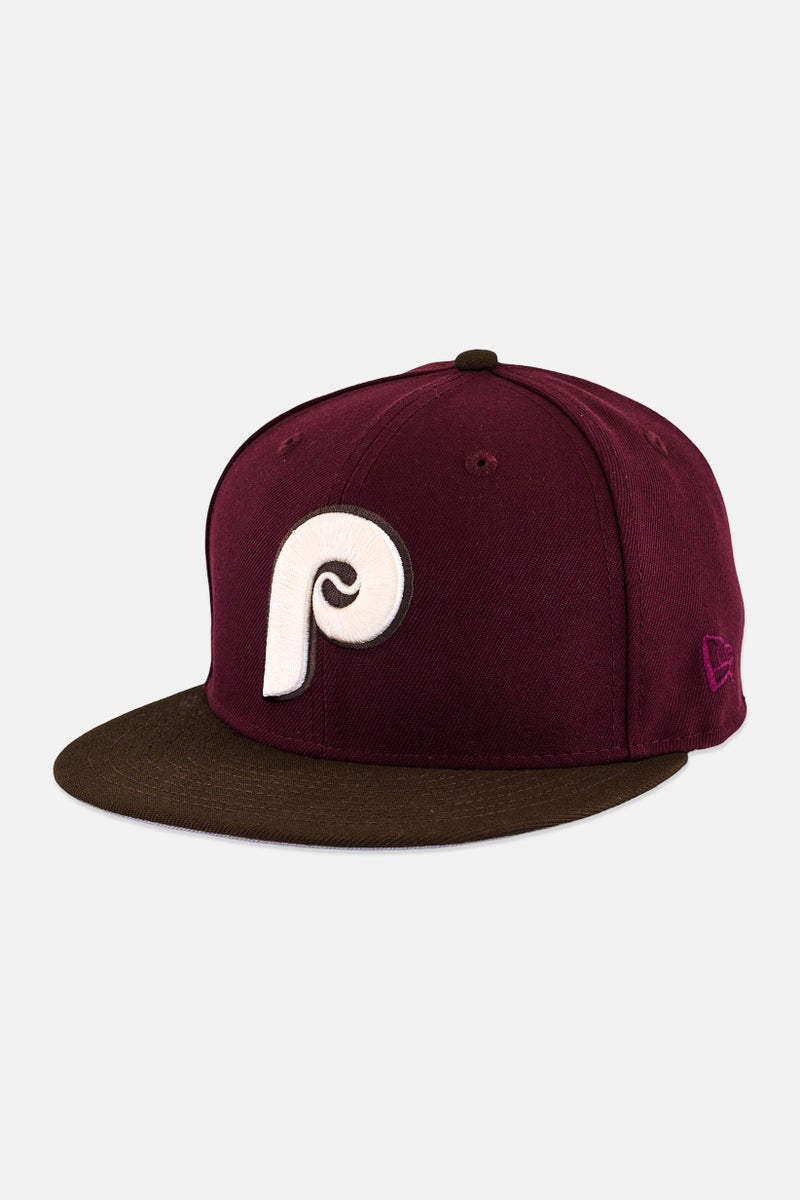 New Era x MLB Men Philadelphia Phillies Fitted Cap, Maroon - Image 1