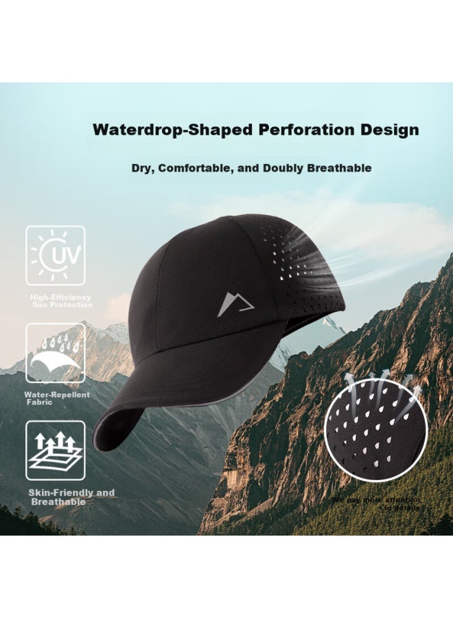 Fancet Men's Summer Outdoor Waterproof Quick-dry Baseball Cap Laser Perforated Mesh Breathable Sun Protection Visor Hat - Image 3