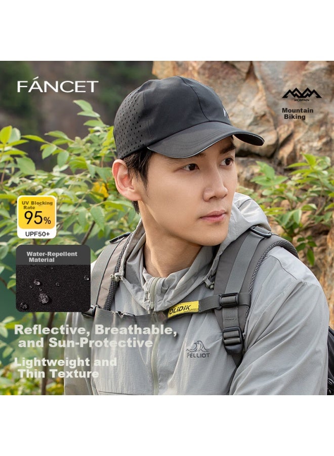 Fancet Men's Summer Outdoor Waterproof Quick-dry Baseball Cap Laser Perforated Mesh Breathable Sun Protection Visor Hat - Image 1