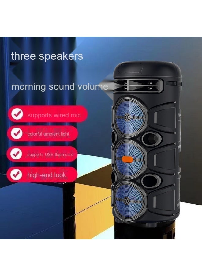 NIBEMINENT Dual 4-inch Wireless Bluetooth Speaker Outdoor Household Portable High-power Heavy Subwoofer Microphone K Song Square Dance Speaker  - Image 3