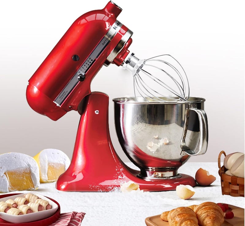 Moloudan ملحق خفاق ذو 6 أسلاك K45WW لخلاطات KitchenAid سعة 4.5 و5 قوارير ذات رأس مائل، يتميز بقوة عالية ومتانة، ومناسب لخفق الكريمة والمايونيز وغيرها من المكونات. - Image 2