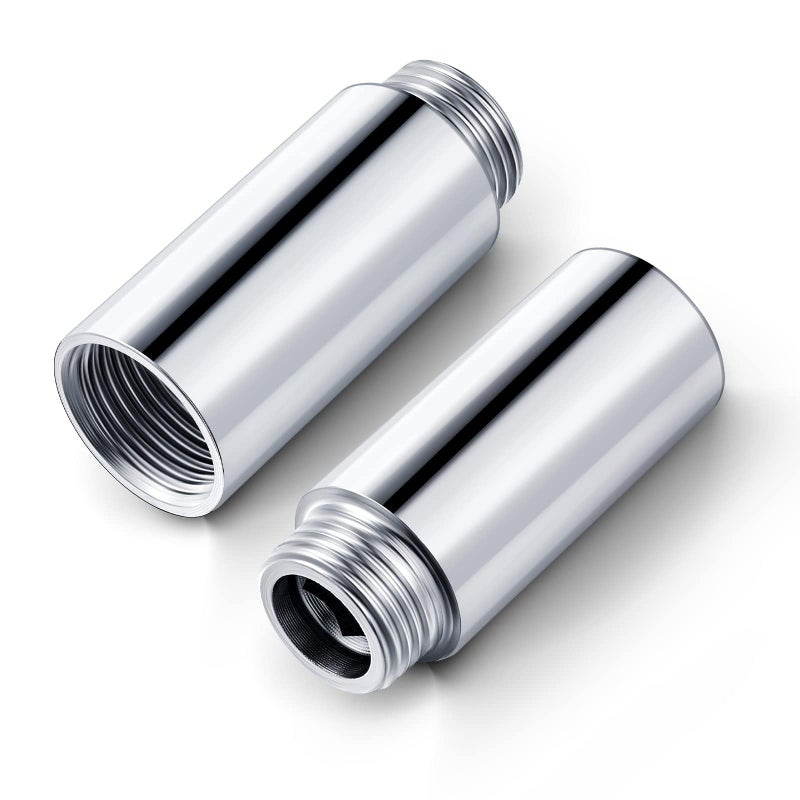Bukela Shower Head Extension Arm 2 Pcs Stainless Steel Shower Head Extender Pipe 1/2PT Male to 1/2PT Female Thread Cast Pipe Fitting Coupler Adapter 2 Inch - Image 1