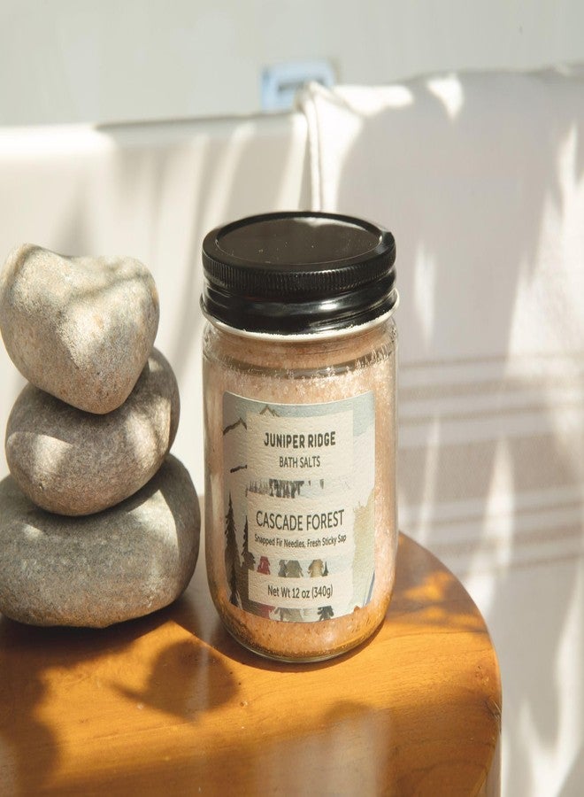 Juniper Ridge Bath Salts - Natural Aromatic Soaking Salt Blend with Steam-Distilled Essential Oils & Botanicals - 12oz Glass Jar (Cascade Forest) - Image 2