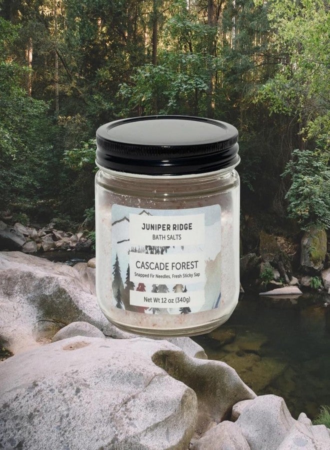 Juniper Ridge Bath Salts - Natural Aromatic Soaking Salt Blend with Steam-Distilled Essential Oils & Botanicals - 12oz Glass Jar (Cascade Forest) - Image 5