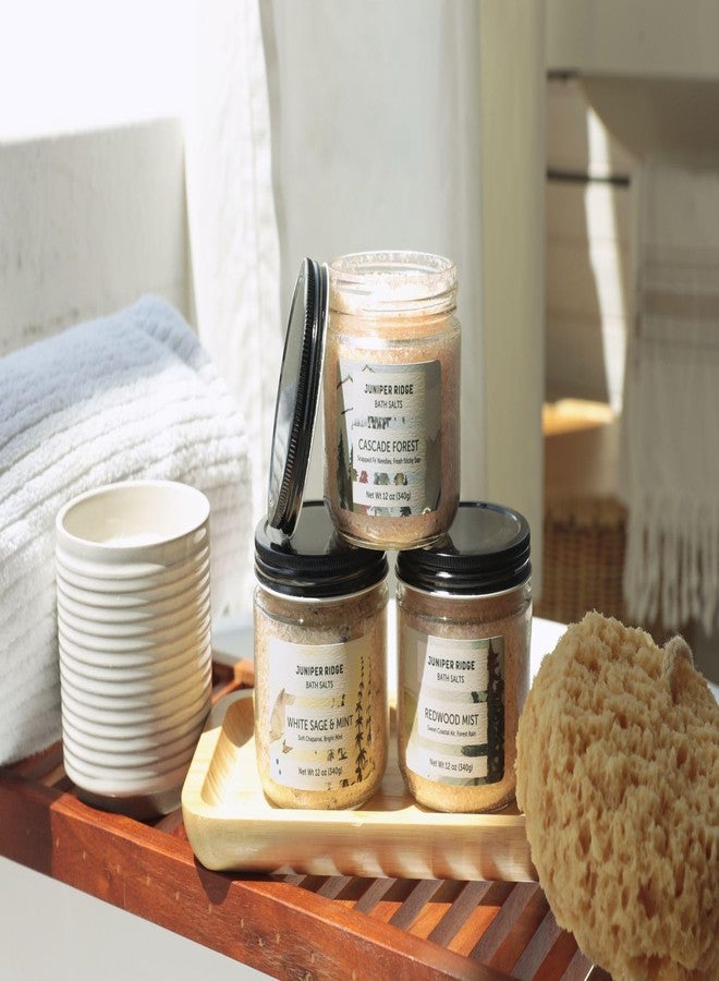 Juniper Ridge Bath Salts - Natural Aromatic Soaking Salt Blend with Steam-Distilled Essential Oils & Botanicals - 12oz Glass Jar (Cascade Forest) - Image 4