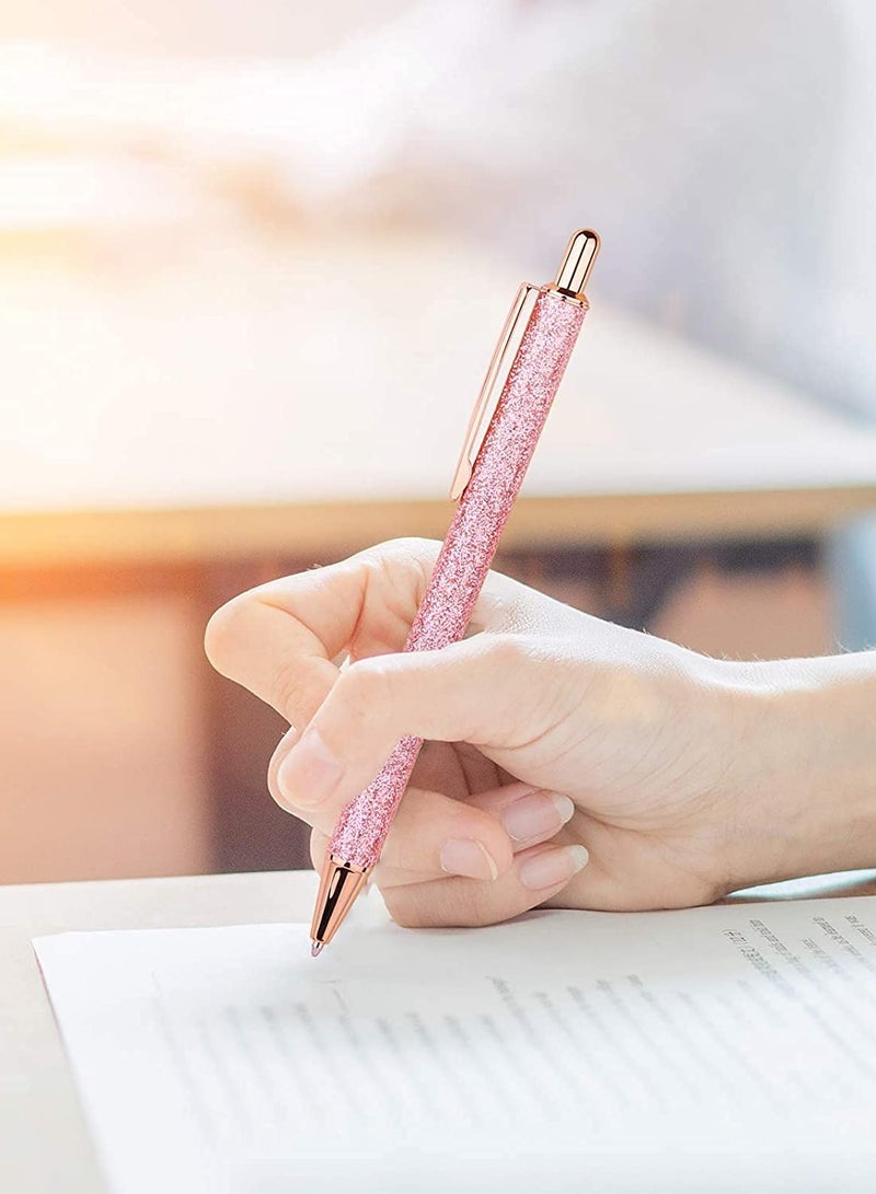 4-Pack Retractable Ballpoint Pens with Black Ink, Medium 1.0mm Tip - Stylish Gift for Journaling, School, and Office Use (Pink, Gold, Silver) for Students, Teachers, and Staff. - Image 5