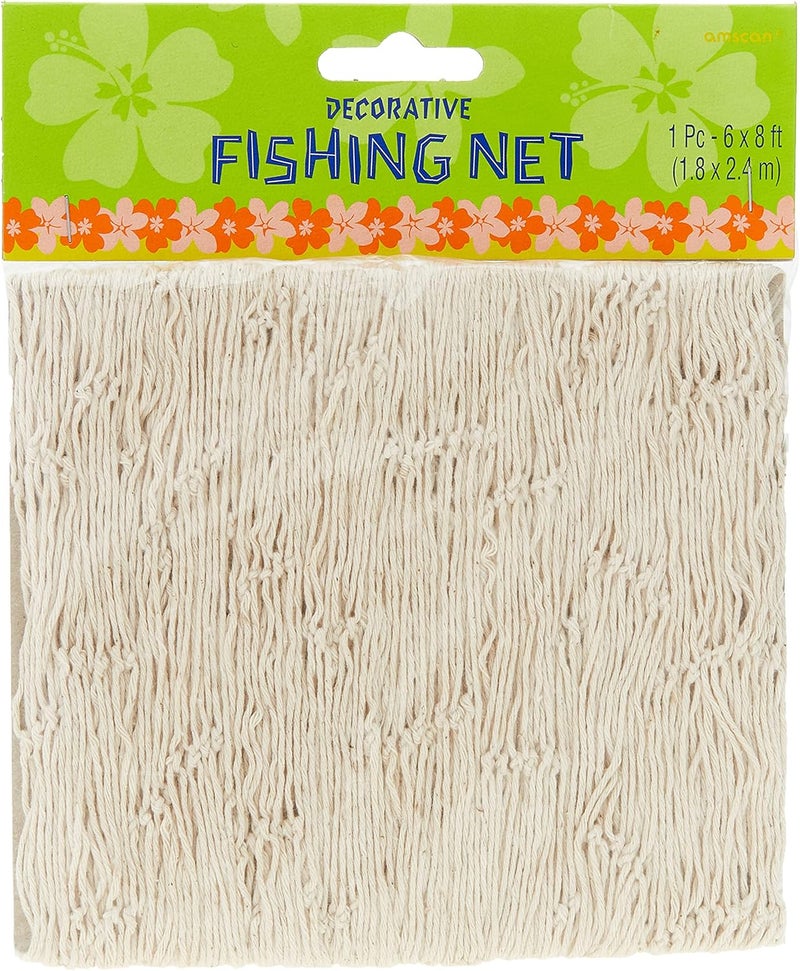amscan Decorative Fishing Net - 6' x 8' Cotton for Nautical Theme Parties and Home Decor - Image 1