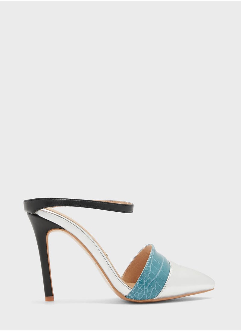Khizana - Croc Effect Slip On Pointed Pump - Image 1